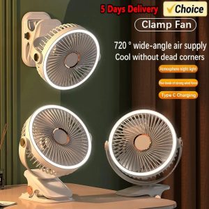 Portable 8000mAh Camping Fan with LED Light