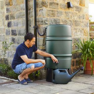Medium Harcostar 227L Water Butt, Stand and Diverter Kit Recyclable & Recycled Plastic Green Original Organics